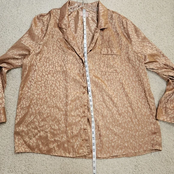 Show Me Your MUMU Classic PJ Set Cheetah Animal Print Silky Size XXL Gold